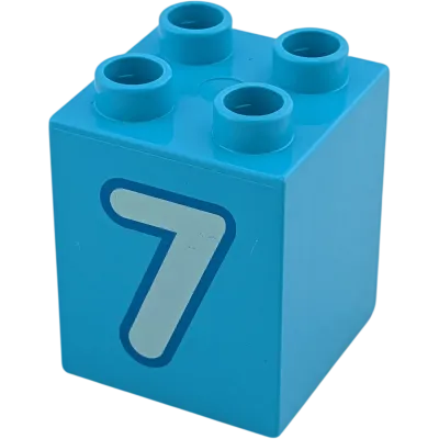 Lego Duplo 2x2x2 Stein Hellblau Zahl Sieben Weiß