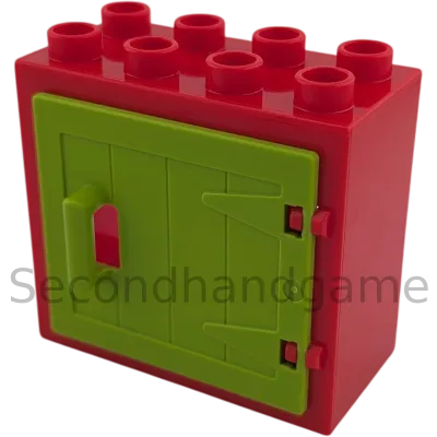 Lego Duplo 2332 Fensterrahmen 2x4 Rot mit hellgrüne Tür