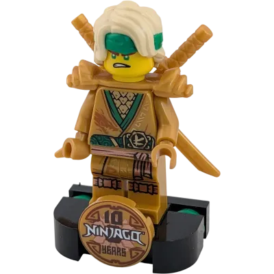 Lego Ninjago Minifigur Lloyd Golden Ninja 10 Jahre Jubiläum njo640 mit Katanas und Ständer