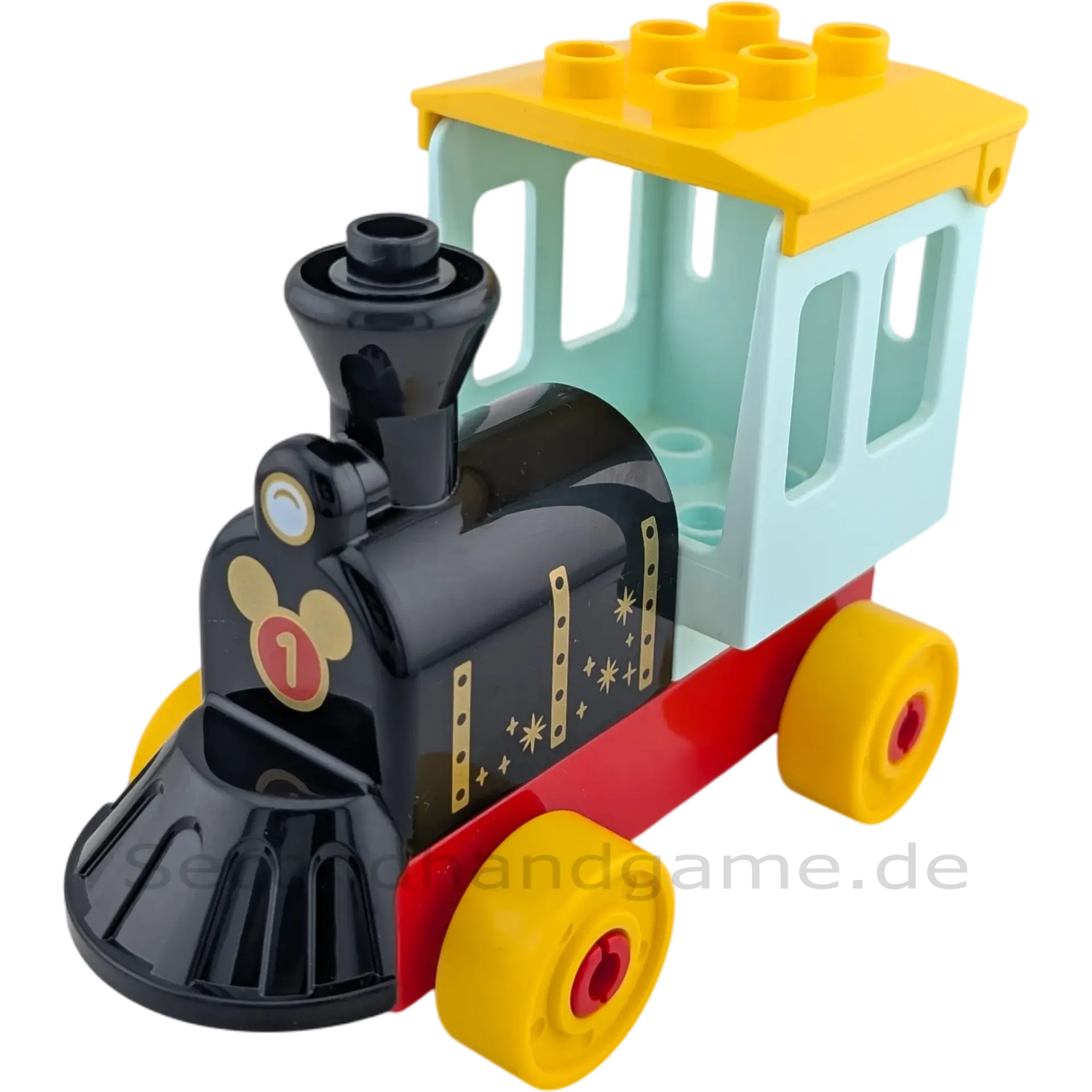 Lego Duplo Eisenbahn Zug Schiebelok Schwarz Rot Gelb Mint Mickey Mouse