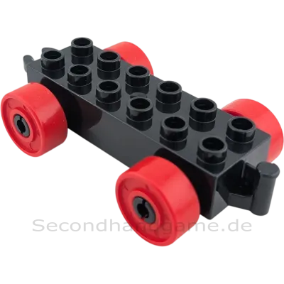 Lego Duplo 218H9 Eisenbahn schwarzer Anhänger Rote Räder