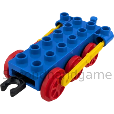 Lego Duplo Eisenbahn Lok Unterteil Blau Rot mit beweglichem Glied