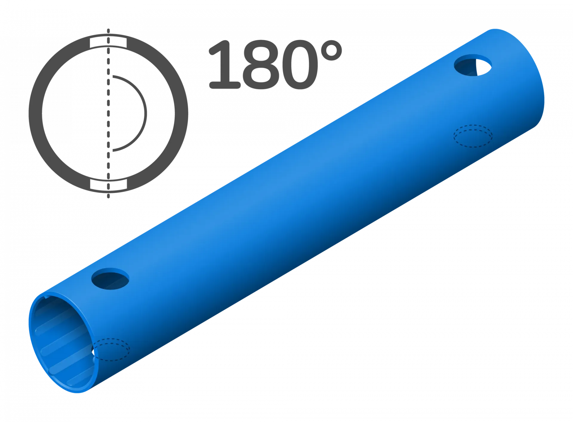 QUADRO Rohr 35 cm 180° 4 Löcher Spezialrohr 41632 Blau 35cm