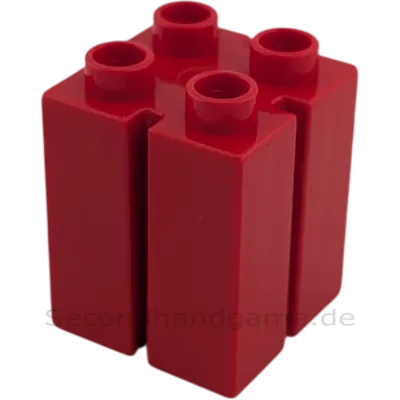 Lego Duplo Baustein 2x2x2 mit senkrechten Rillen / Säule Rot (Teile-Nr. 41978)