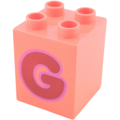 Lego Duplo 2x2x2 Stein Knallpink Buchstabe G Rot