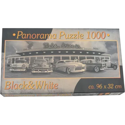 M.I.C. Puzzle Panorama Puzzle 1000 Teile Black & White 411.7 Mels drive-in