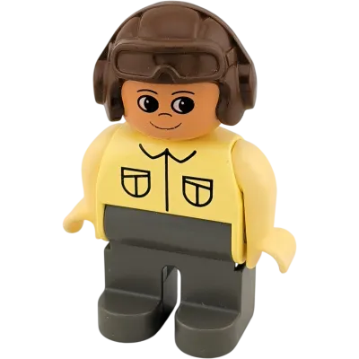 Lego Duplo 4555 Mann Safari, beigenes Hemd, graue Hose Pilotenbrille braun