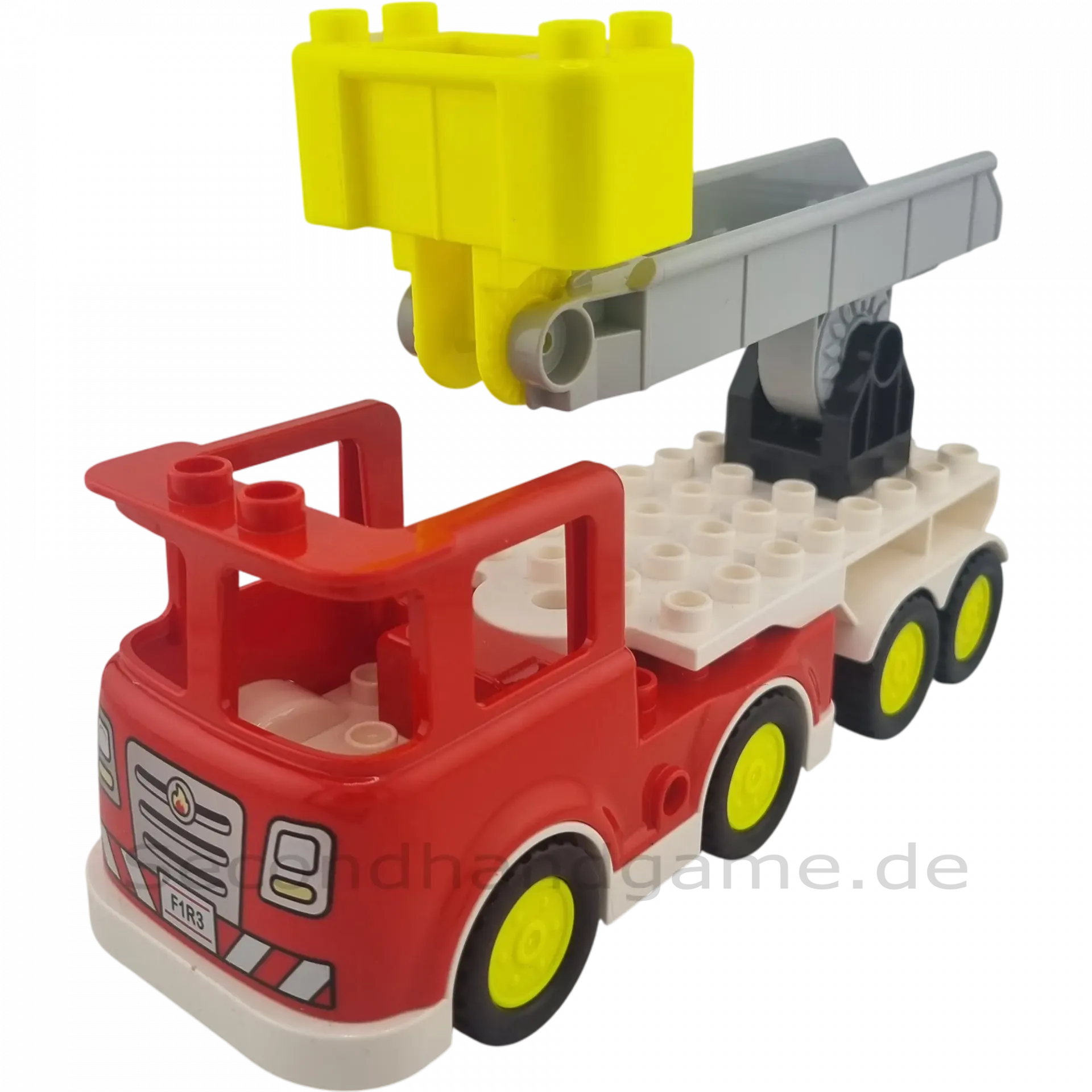 Lego Duplo Lastwagen Feuerwehrauto mit Anhänger und Drehleiter Rot Weiß