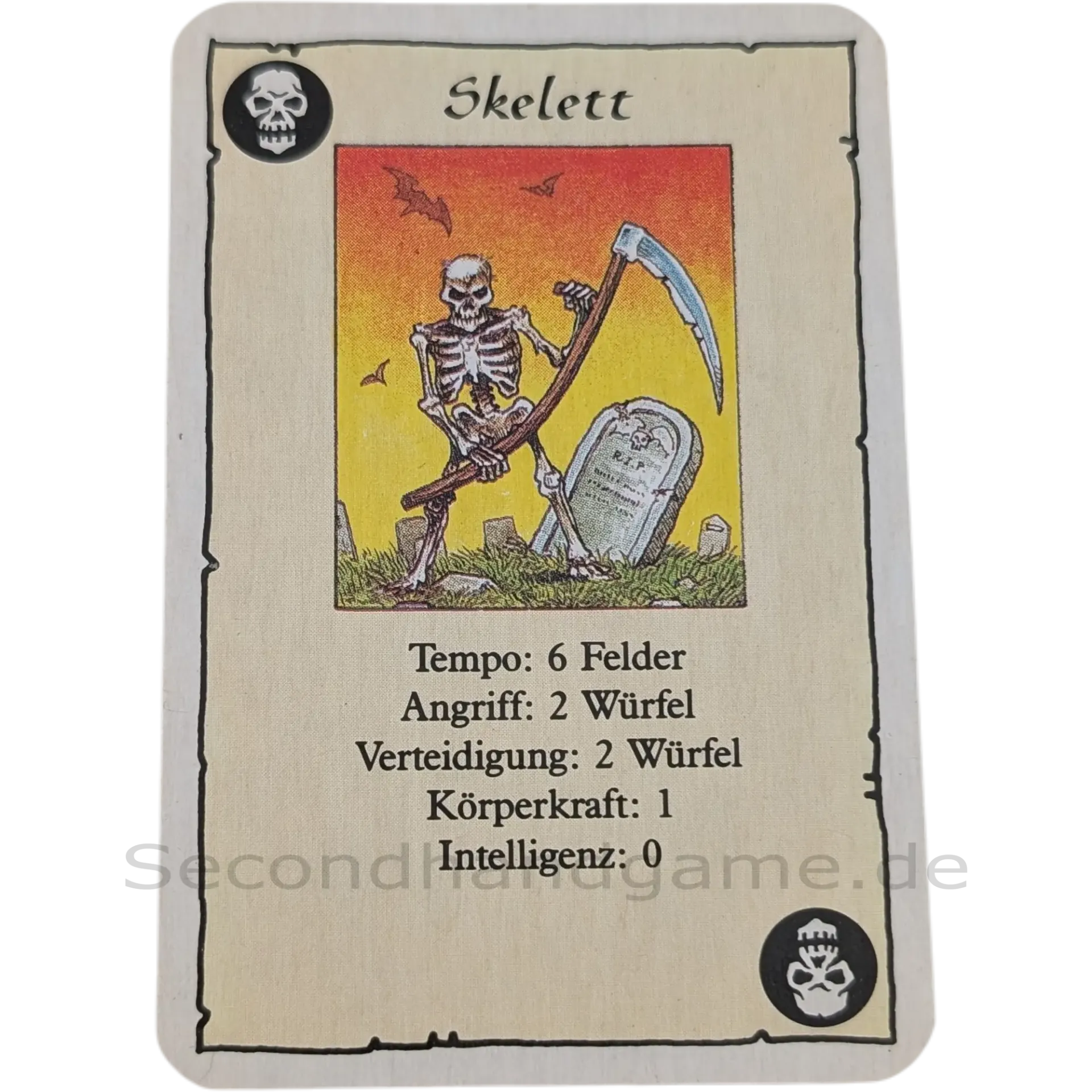 MB Hero Quest Master Ersatzteil Monsterkarte Skelett