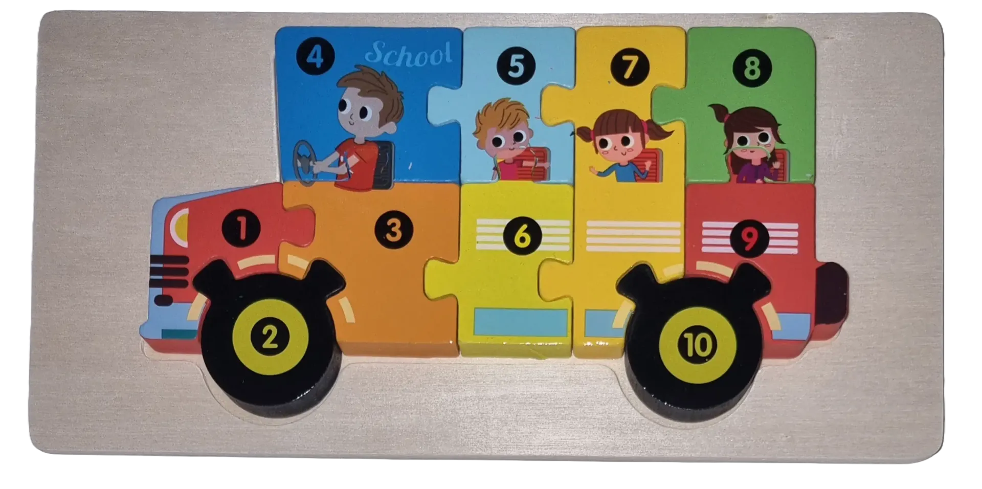 Legepuzzle Holzpuzzle 3D Puzzle Schulbus 10 Teile