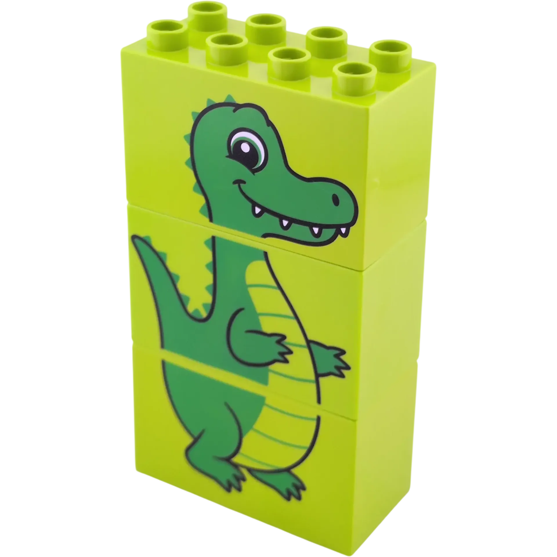 Lego Duplo 2x4x2 Doppelstein 31111 Lime Bedruckt mit Krokodil 3 Teilig
