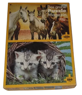 Das große Puzzle-Magazin 3 x 500 Teile 1000 Teile Pferde Kätzchen Dolomiten Windjammer