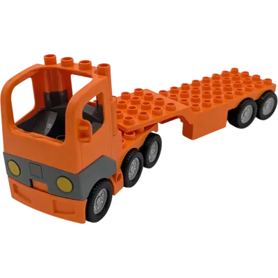 Lego Duplo Lastwagen Orange Führerhaus kippbar mit langem Anhänger
