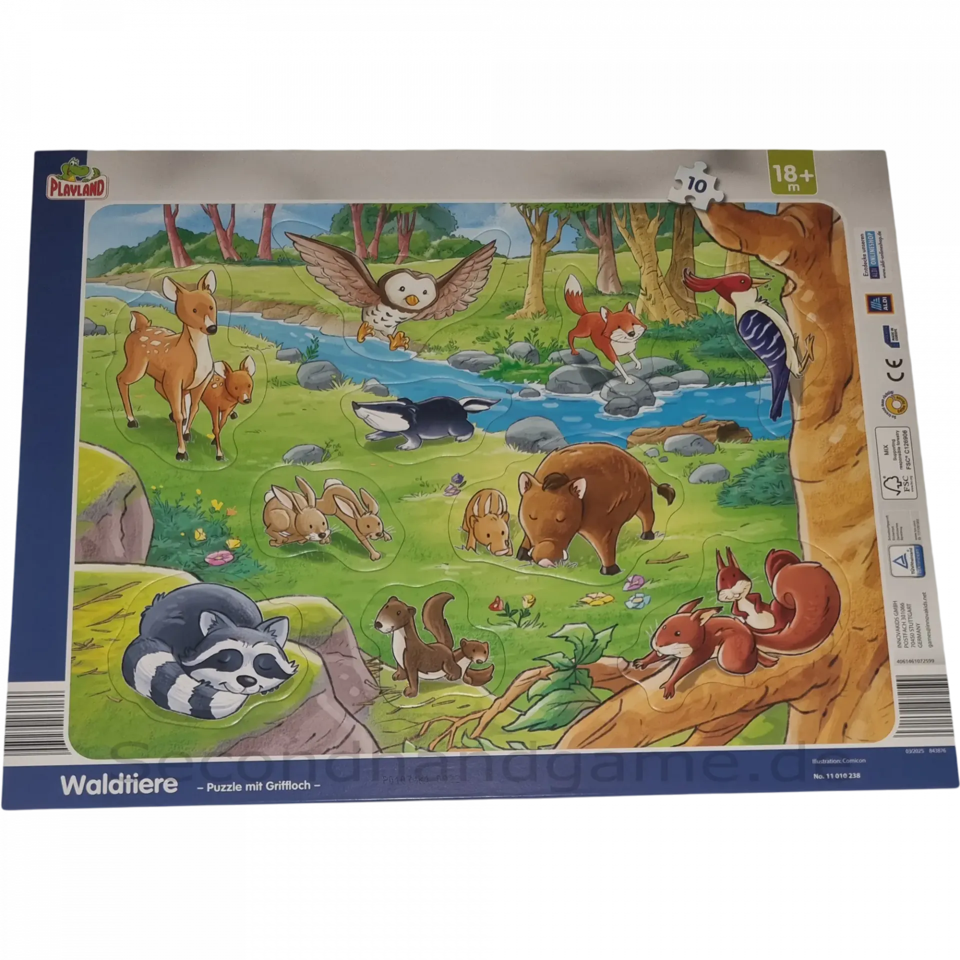 Playland Rahmenpuzzle Grifflochpuzzle Waldtiere ab 18 Monate