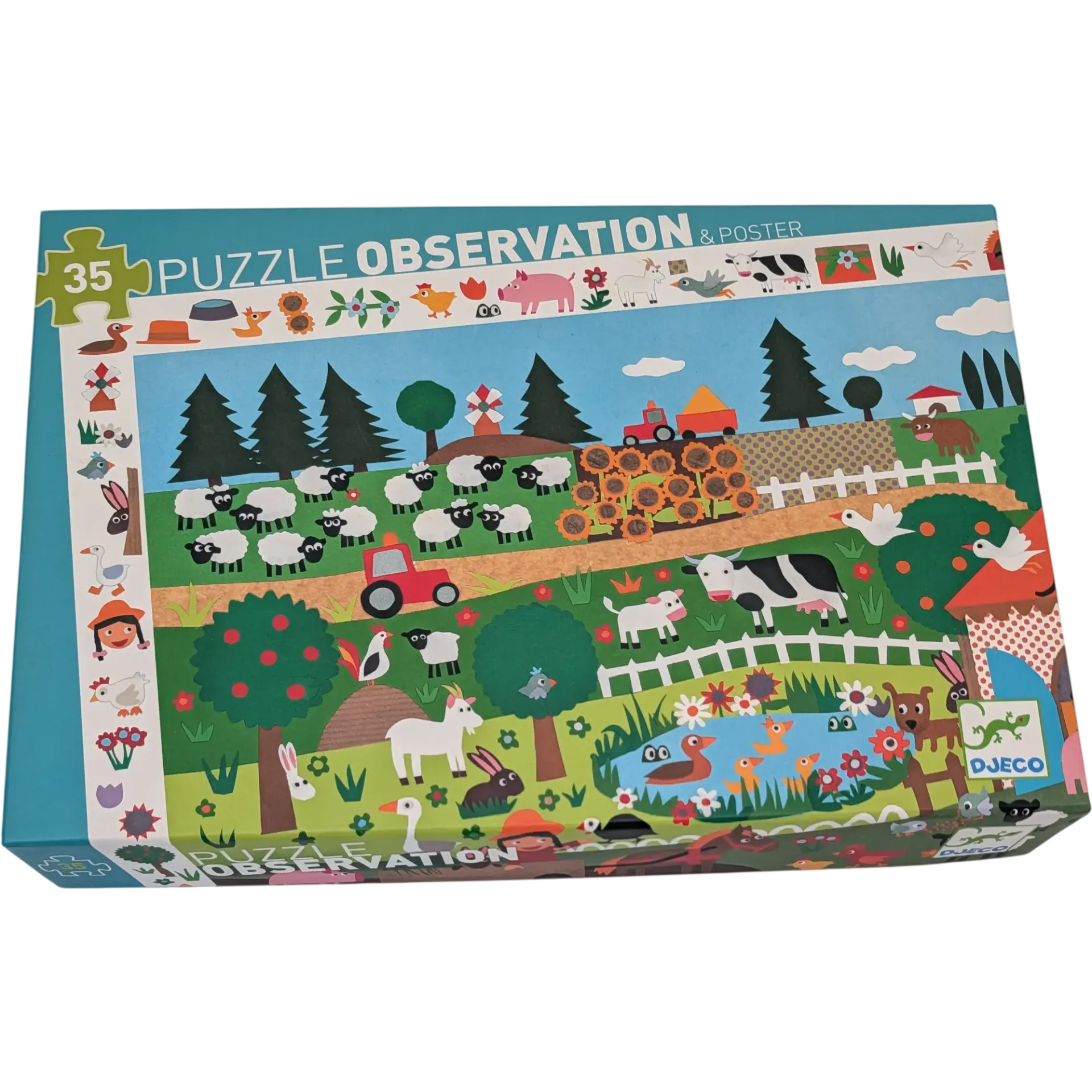 Djeco Puzzle Observation & Poster 35 Teile Suchpuzzle Tiere