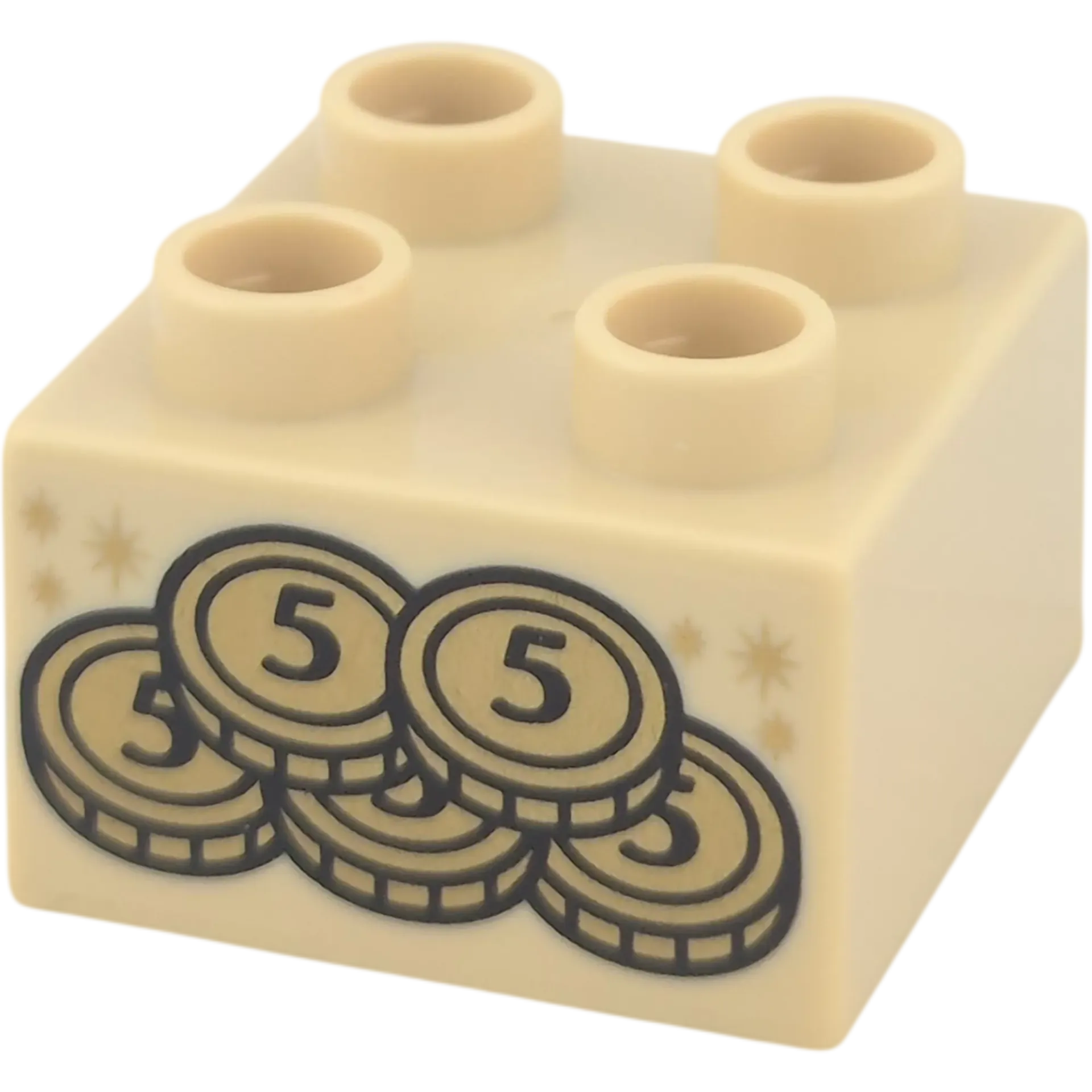 Lego Duplo 2x2 Stein Beige mit Geld und Sternen