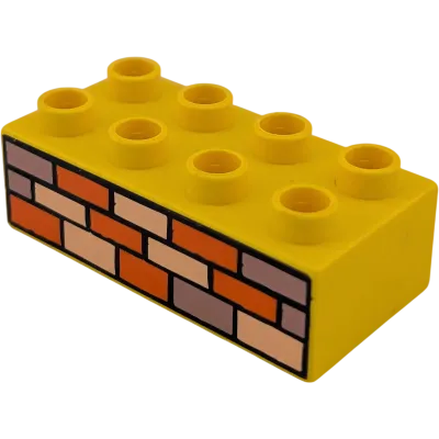 Lego Duplo 2x4 Stein 3011 Gelb Bedruckt mit Mauer