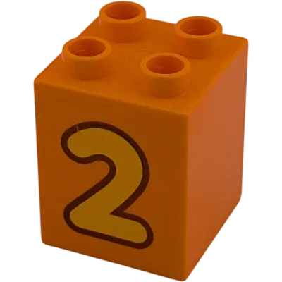 Lego Duplo 2x2x2 Doppelstein Orange Zahl Zwei Gelb