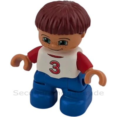 Lego Duplo 333H1 Junge mit roten Haaren Sommersprossen Pulli mit Zahl Drei