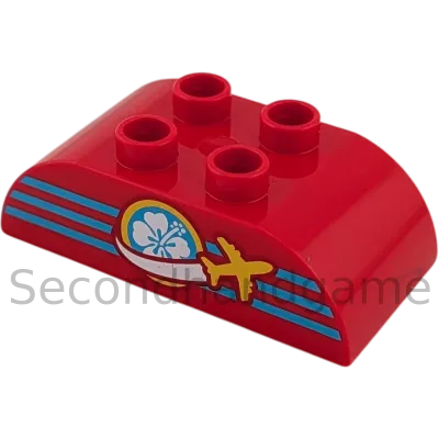 Lego Duplo 2x4 Stein 98223 Rot mit Globus Erde Weltkugel und Flugzeug 