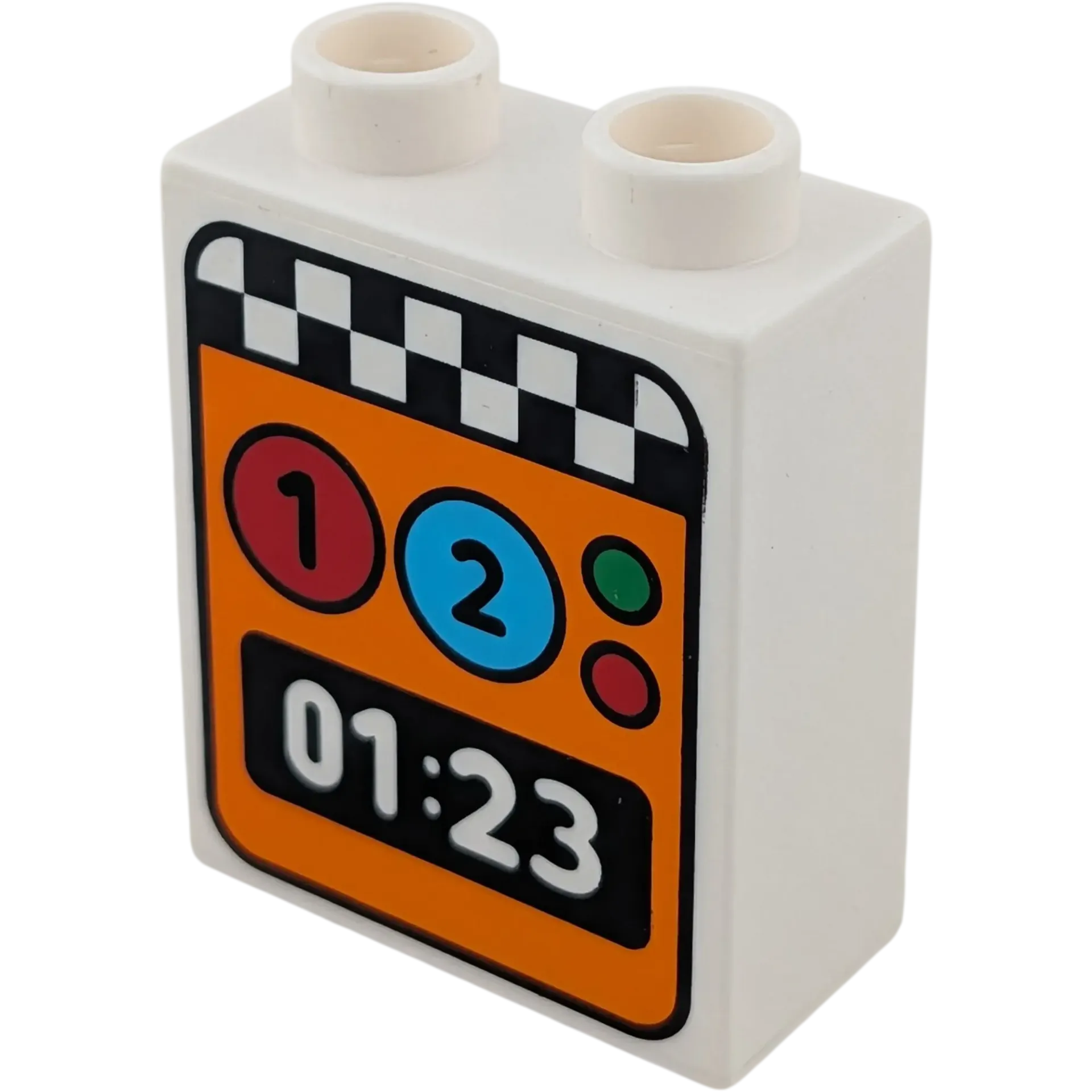 Lego Duplo 4066 Stein 1x2x2 Weiß mit Stoppuhr Start Ziel 