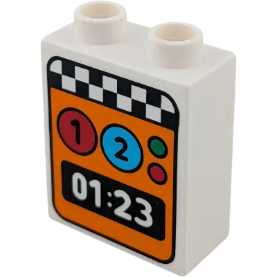 Lego Duplo 4066 Stein 1x2x2 Weiß mit Stoppuhr Start Ziel 