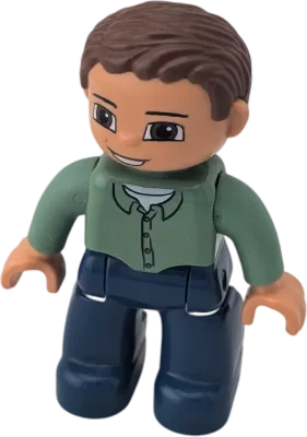 Lego Duplo 217H1 Mann Teenager mit olivfarbenen Poloshirt, blaue Hose