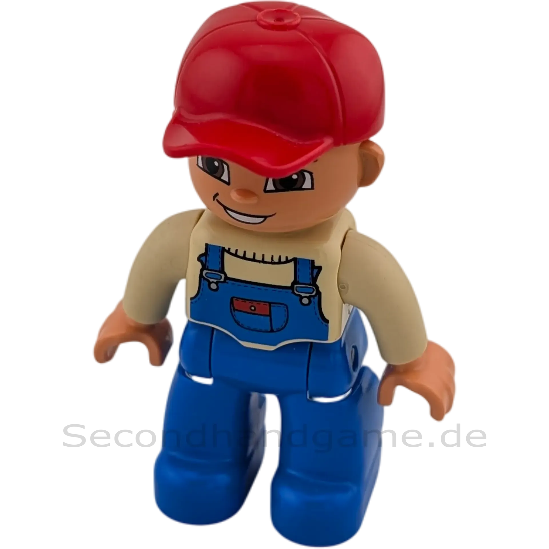 Lego Duplo 302H1 Mann mit blauer Latzhose, beiger Pulli, rote Kappe