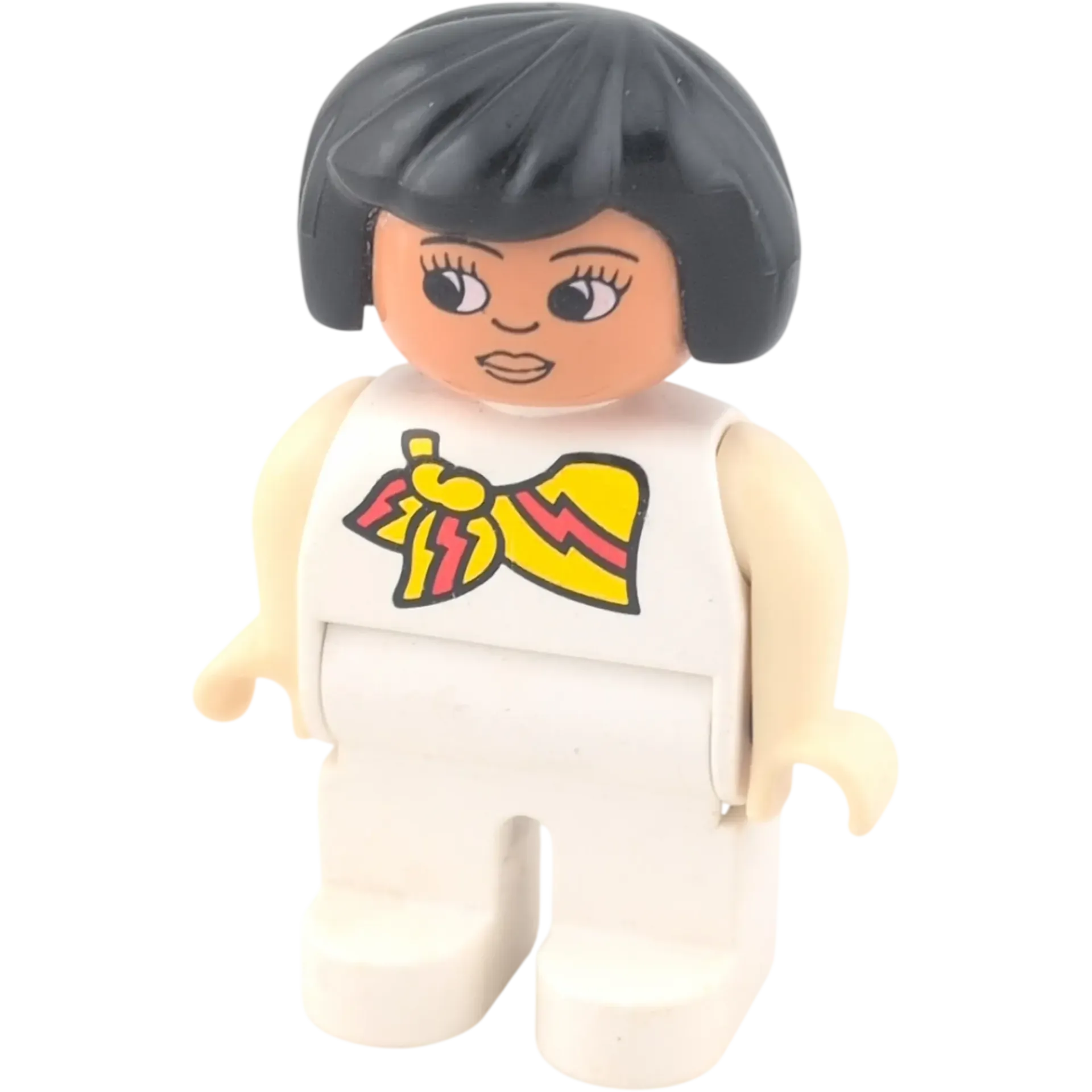 Lego Duplo 4555 Frau in Weiß mit Halstuch schwarze Haare lange Wimpern