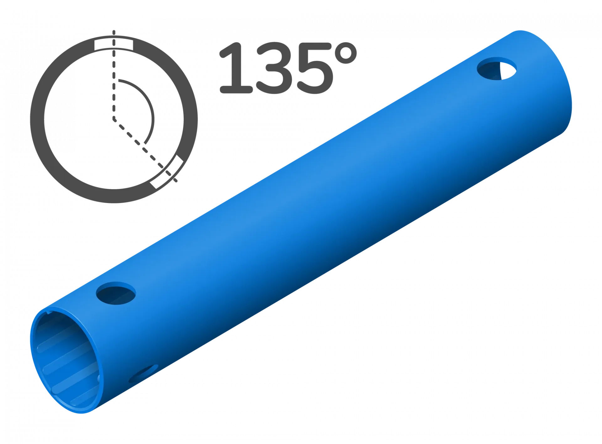 QUADRO Rohr 35 cm 135° 3 Löcher Spezialrohr 40535 Blau