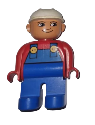 Lego Duplo Figur Mann 47394 Latzhose und weiße Kappe Helm