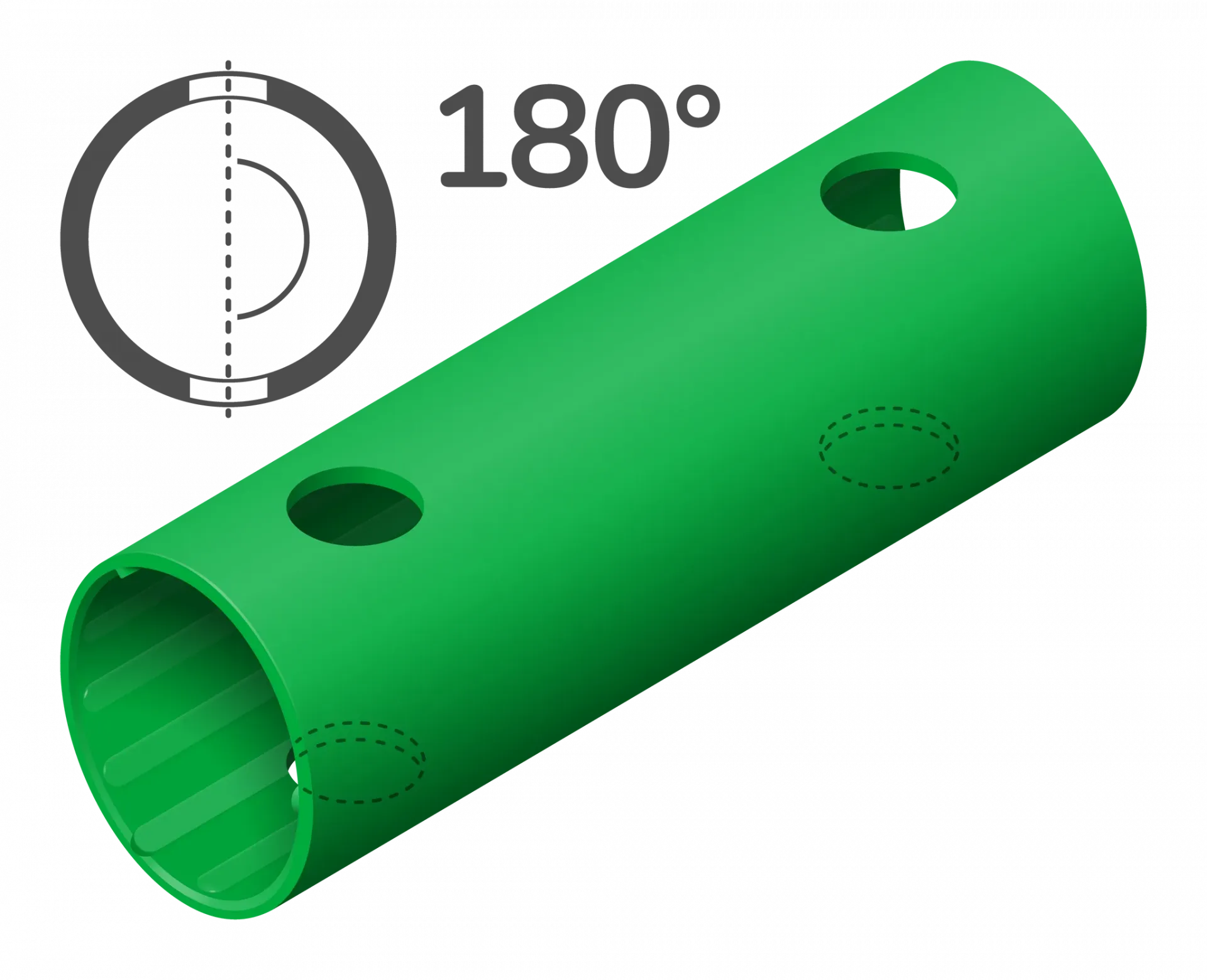 QUADRO Rohr 15cm 180° (4 Löcher) Spezialrohr Grün