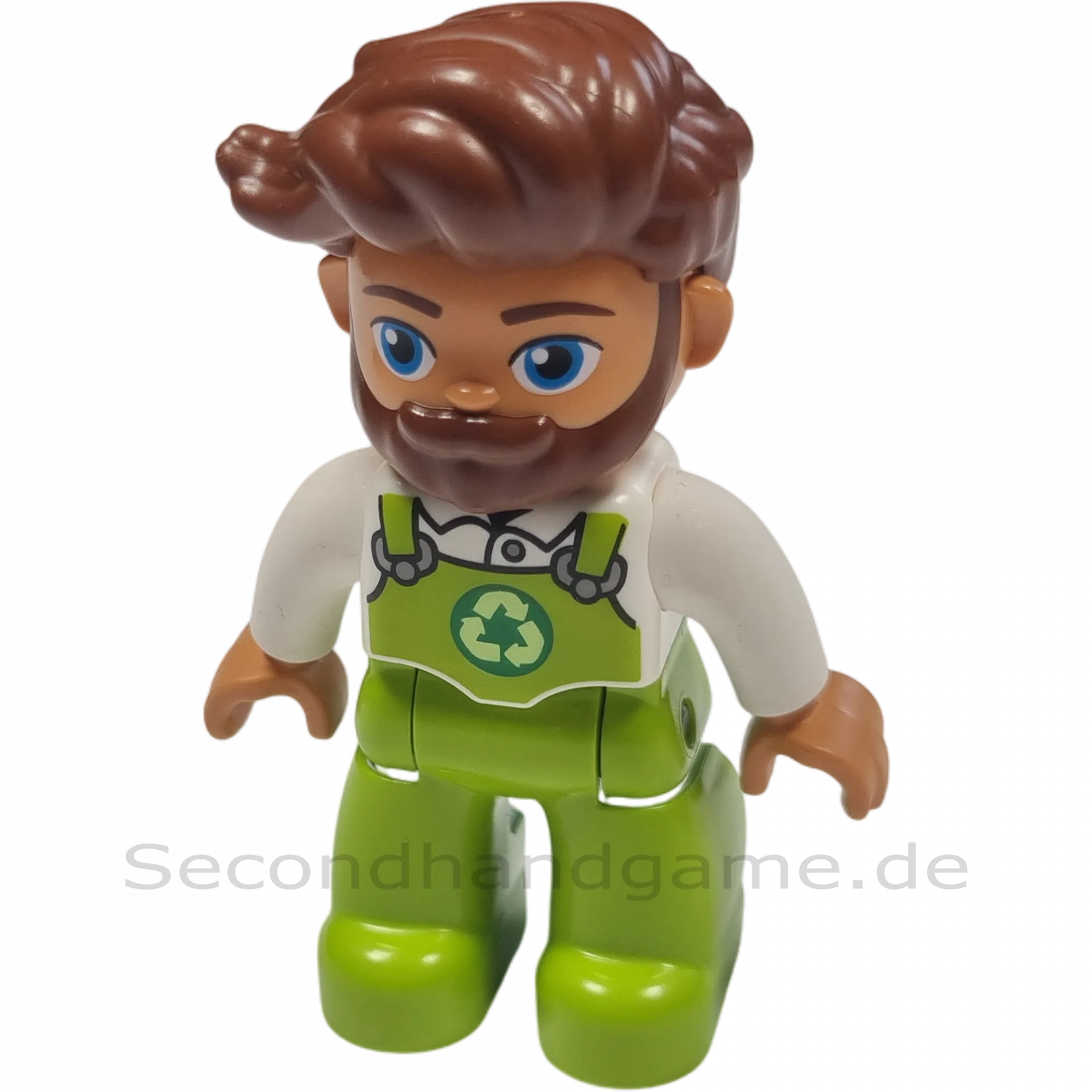 Lego Duplo Figur Mann 443H1 Müllmann Recycling Mitarbeiter Bart hellgrüne Latzhose