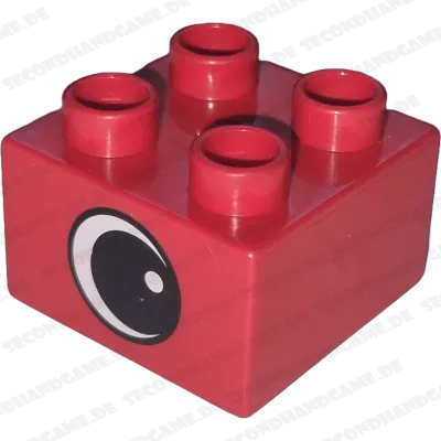 Lego Duplo 2x2 Stein Rot schielendes Auge nach rechts 3437