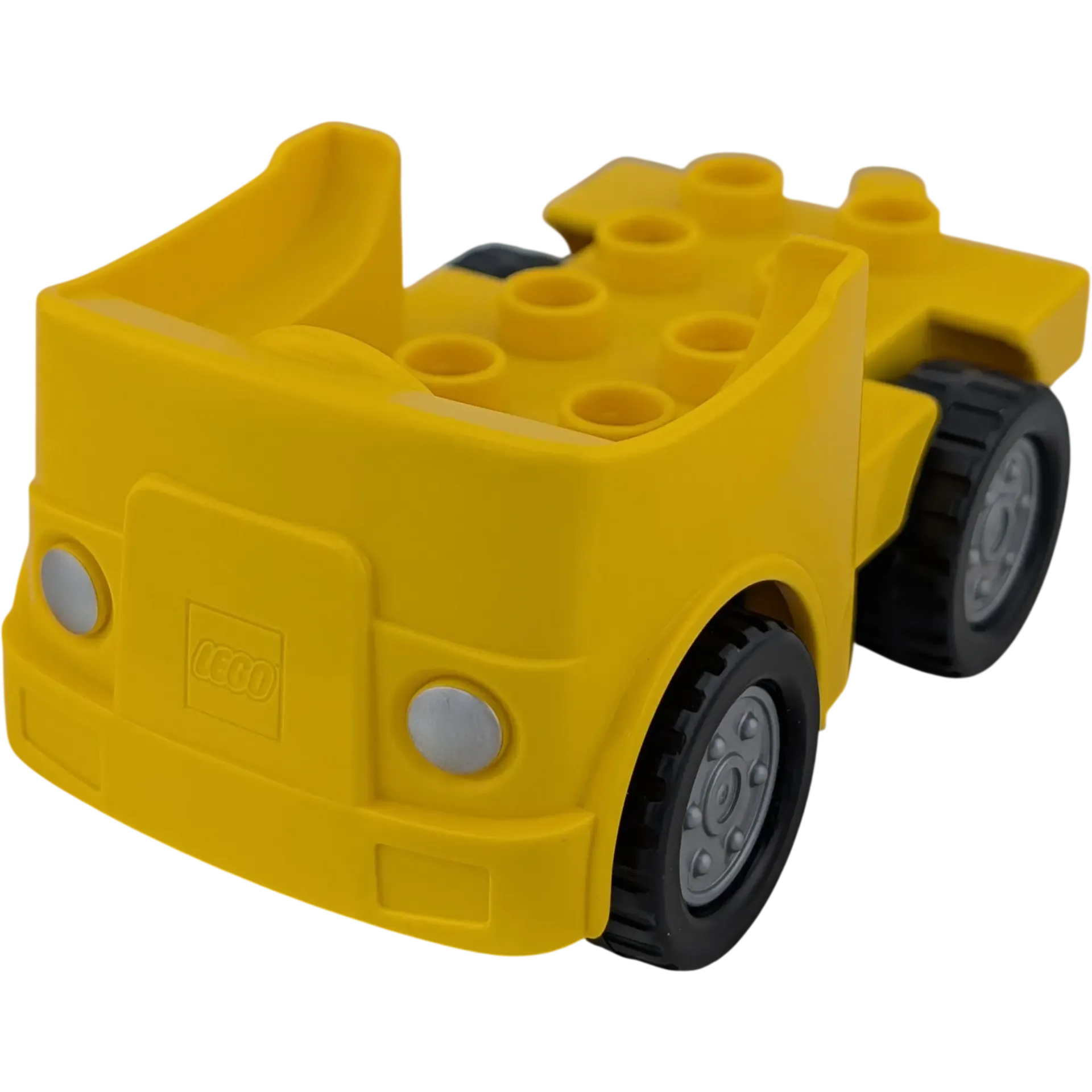 Lego Duplo Fahrzeug Auto Gelb Karosserie Gelb schwarze Reifen silberne Felgen