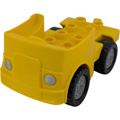 Lego Duplo Fahrzeug Auto Gelb Karosserie Gelb schwarze Reifen silberne Felgen