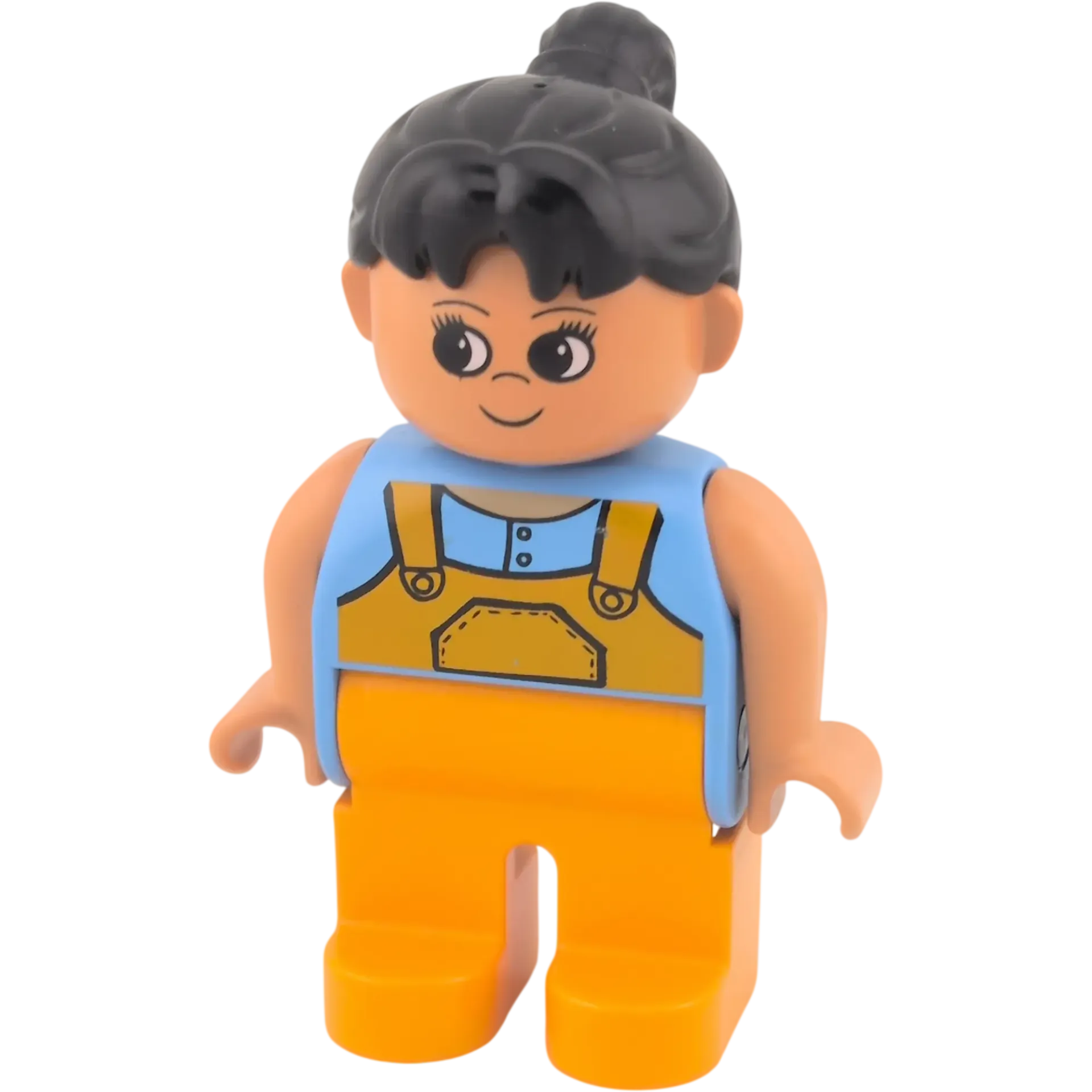 Lego Duplo 4555 Frau schwarzer Zopf orangene Latzhose Recycling