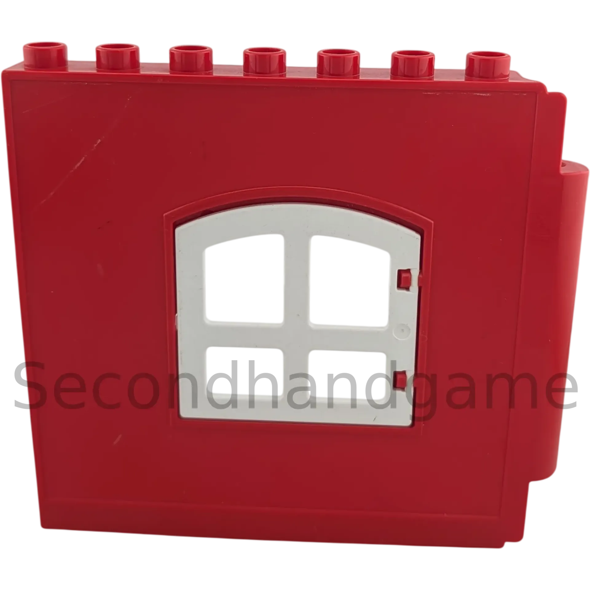 Lego Duplo Hauswand Rot mit weißem großen runden Fenster