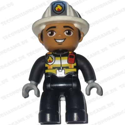Lego Duplo Figur Feuerwehrmann 47394 Helm Weiß Afrikaner mit Walkie Talkie