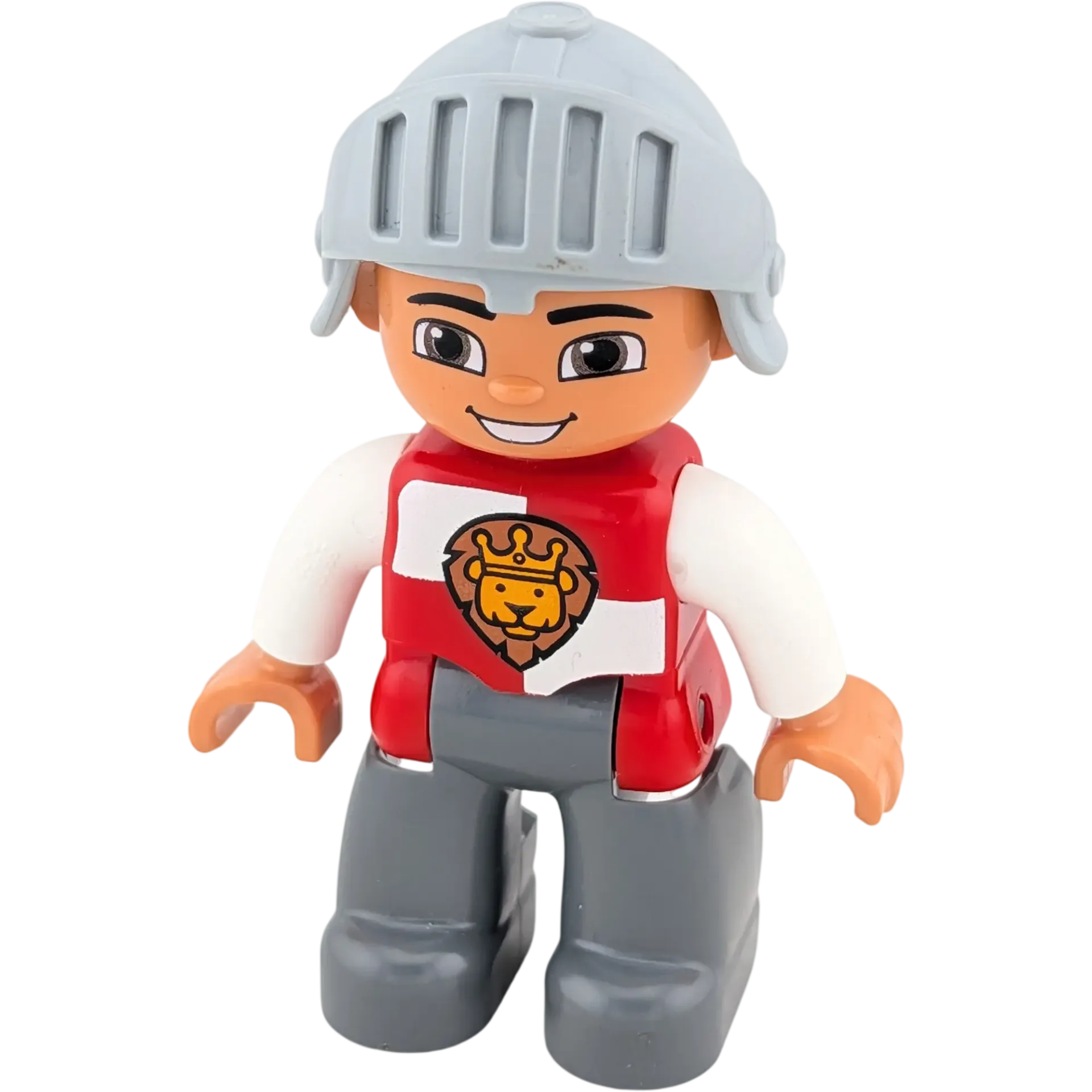 Lego Duplo Mann Ritter mit Helm Löwe Rot Weiß 