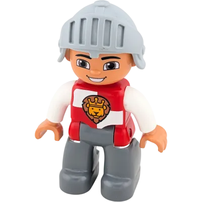 Lego Duplo Mann Ritter mit Helm Löwe Rot Weiß 