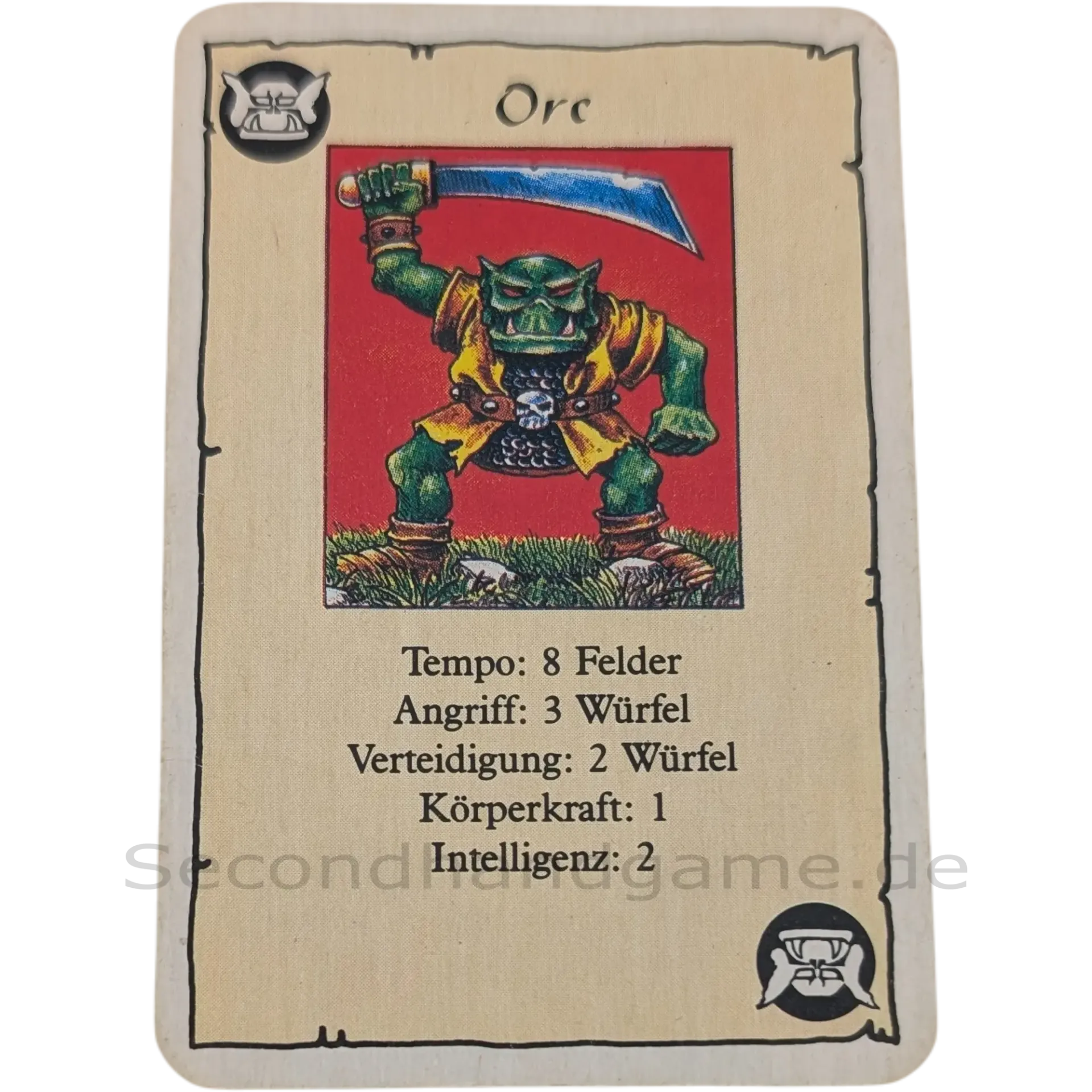 MB Hero Quest Master Ersatzteil Monsterkarte Orc