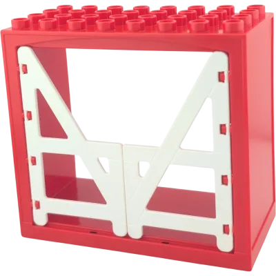 Lego Duplo 06432 Rot Verkaufsstand Kiosk mit zwei weißen Türen Scheune