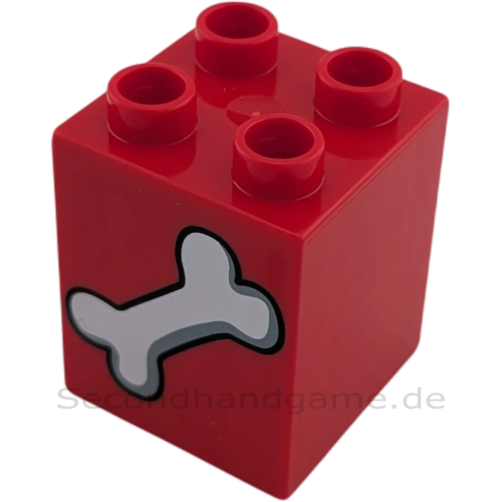 Lego Duplo 2x2x2 Doppelstein Rot mit Knochen Weiß