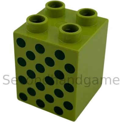 Lego Duplo 2x2x2 Doppelstein Lime mit grünen Punkten