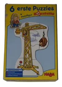 Haba 6 erste Puzzle + Holzfigur Baustelle 3901