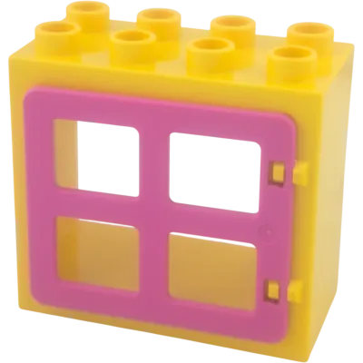 Lego Duplo 61649 Fensterrahmen Gelb mit vier pinken Fenstern