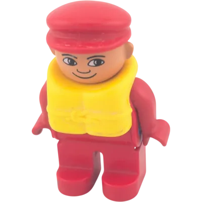 Lego Duplo Figur Mann 4555 Mann Taucher in Rot mit gelber Schwimmweste Schwimmer