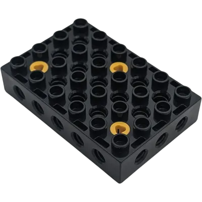 Lego Duplo Toolo Platte Schwarz mit drei gelben Schrauben 4x6 Stein Baustein Verbindung Halterung