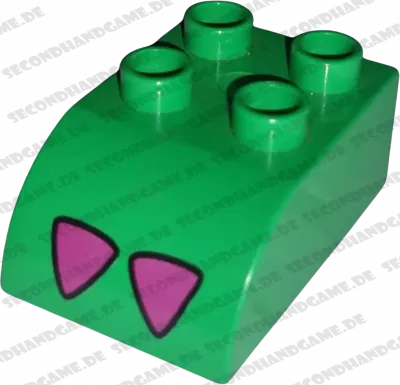 Lego Duplo 2302 Rundstein 2x3 Grün Oberteil mit Rosa Dreiecke